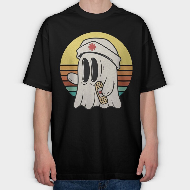 Nurse Ghost, Tricou Oversize Barbati (Unisex)
