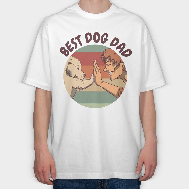 Best Dog Dad, Tricou Oversize Barbati (Unisex)
