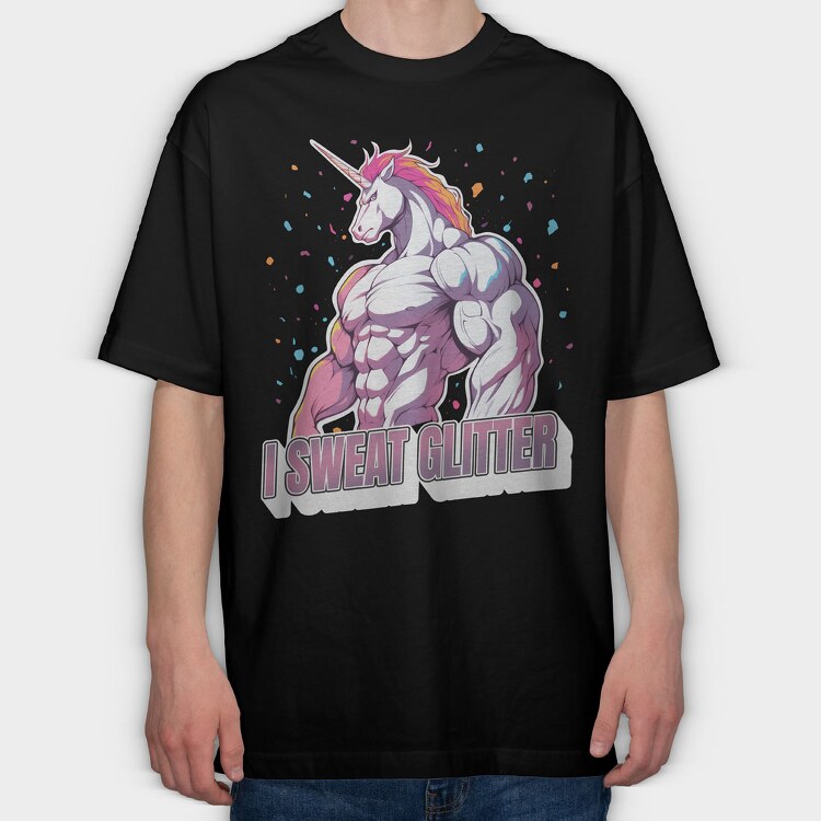 Unicorn Muscle, Tricou Oversize Barbati (Unisex)