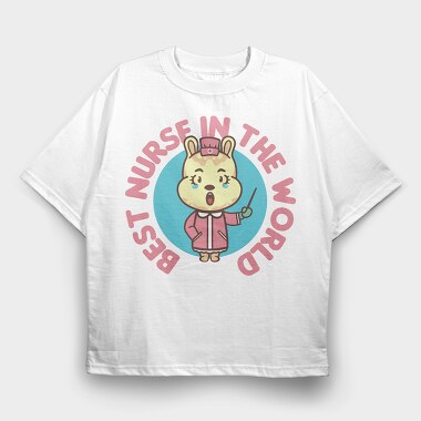 Best Nurse in the World Cartoon, Tricou Oversize Barbati (Unisex)