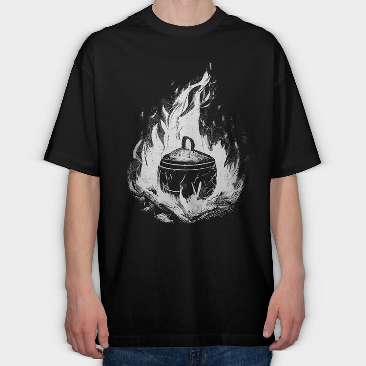 Cooking Pot Campfire, Tricou Oversize Barbati (Unisex)
