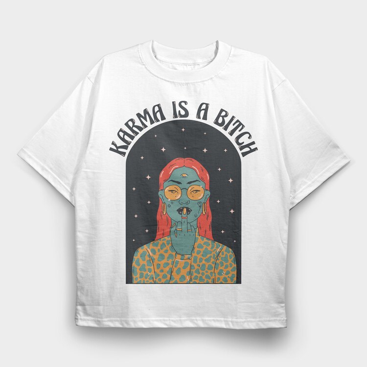 Karma Middle Finger, Tricou Oversize Barbati (Unisex)