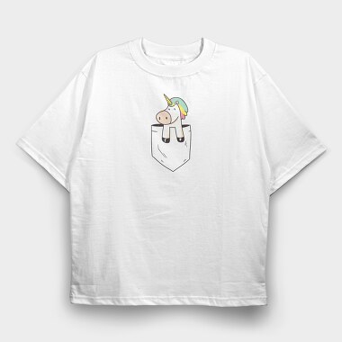 Unicorn Pocket, Tricou Oversize Barbati (Unisex)