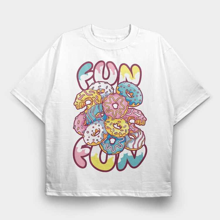 Fun Donuts, Tricou Oversize Barbati (Unisex)