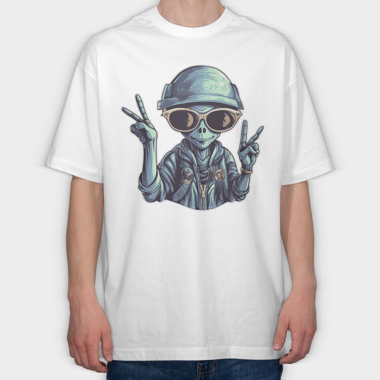 Cool Alien Peace, Tricou Oversize Barbati (Unisex)