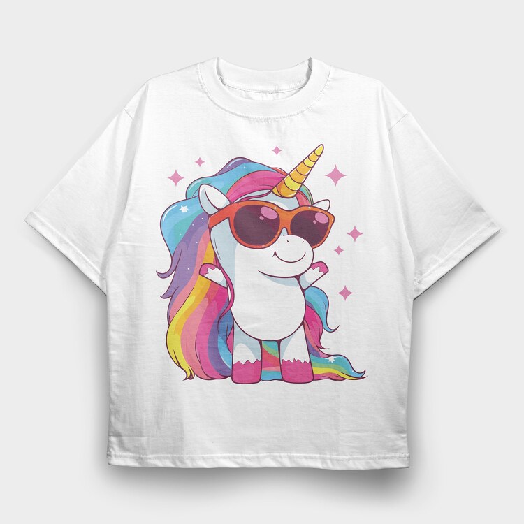 Unicorn Sunglasses, Tricou Oversize Barbati (Unisex)