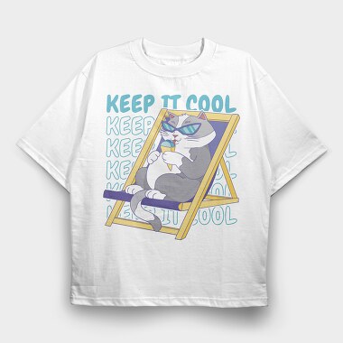 Cool Cat Ice Cream, Tricou Oversize Barbati (Unisex)