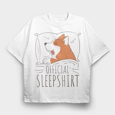 Official Sleep Shirt Corgi, Tricou Oversize Barbati (Unisex)