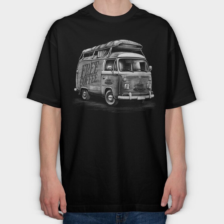 Van Free Coffee, Tricou Oversize Barbati (Unisex)