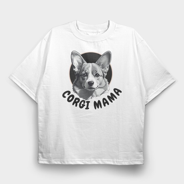 Corgi Mama, Tricou Oversize Barbati (Unisex)
