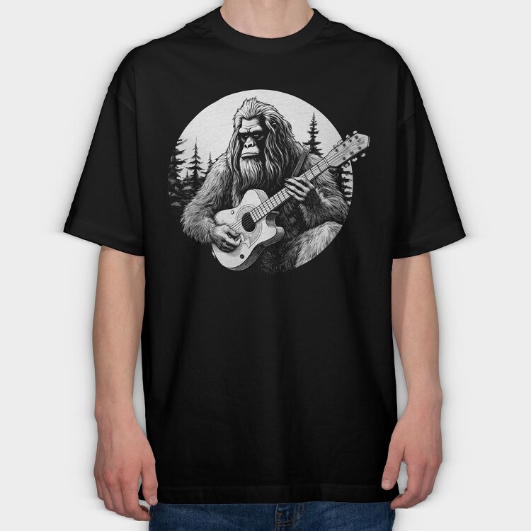 Bigfoot Playing Guitar, Tricou Oversize Barbati (Unisex)