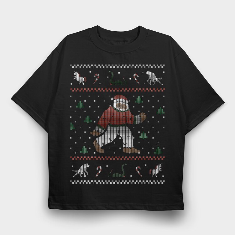 Bigfoot Ugly Sweater, Tricou Oversize Barbati (Unisex)