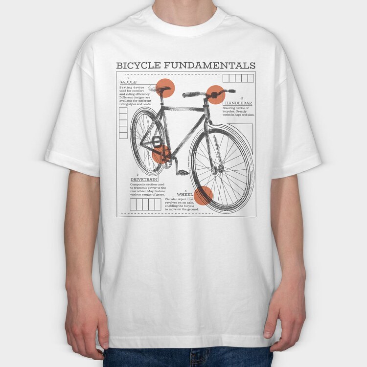 Bike Fundamentals, Tricou Oversize Barbati (Unisex)