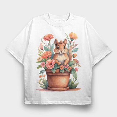 Cottagecore Watercolor Squirrel, Tricou Oversize Barbati (Unisex)