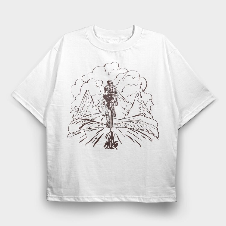 Bike Mountain Lineart, Tricou Oversize Barbati (Unisex)