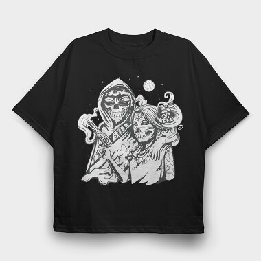 Couple Skeleton Costume, Tricou Oversize Barbati (Unisex)