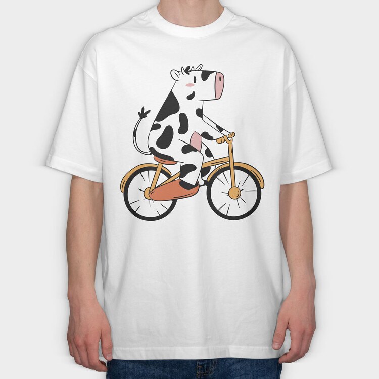Cow Bike, Tricou Oversize Barbati (Unisex)