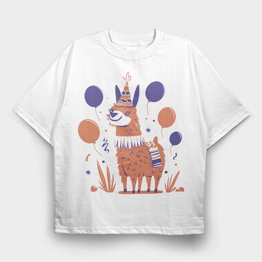 Birthday Llama, Tricou Oversize Barbati (Unisex)