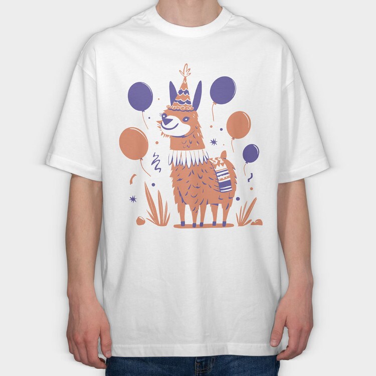 Birthday Llama, Tricou Oversize Barbati (Unisex)