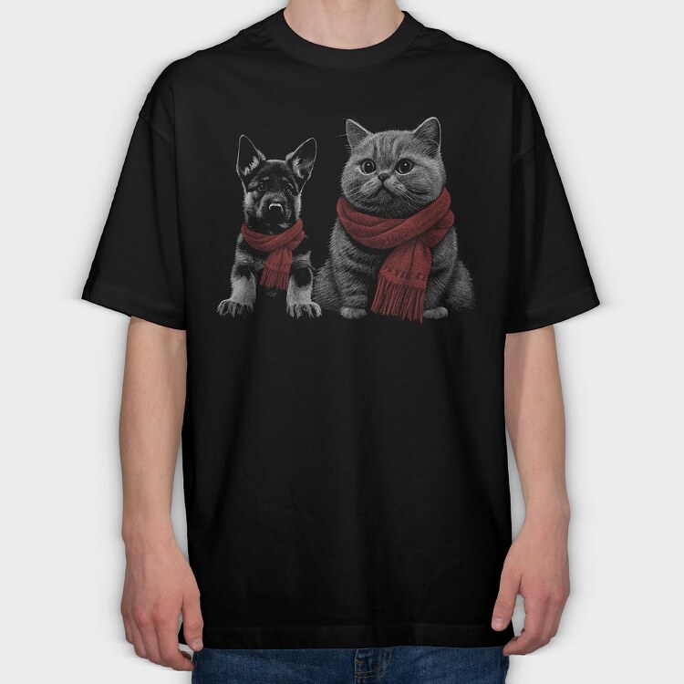 German Shepherd Cat, Tricou Oversize Barbati (Unisex)