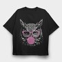 Owl Monochrome Bubblegum, Tricou Oversize Barbati (Unisex)