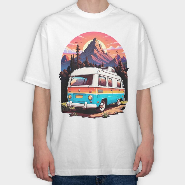Vintage Bus, Tricou Oversize Barbati (Unisex)