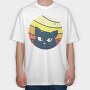 Black Cat Sunset Retro, Tricou Oversize Barbati (Unisex)