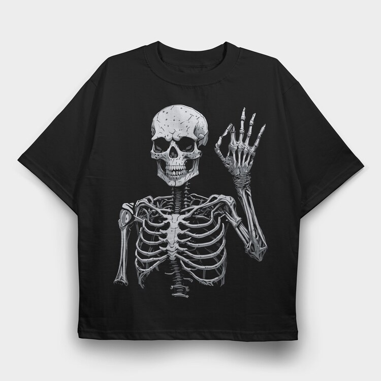 Skeleton Ok Sign, Tricou Oversize Barbati (Unisex)