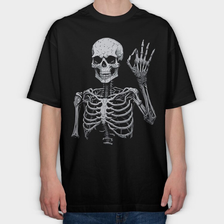 Skeleton Ok Sign, Tricou Oversize Barbati (Unisex)