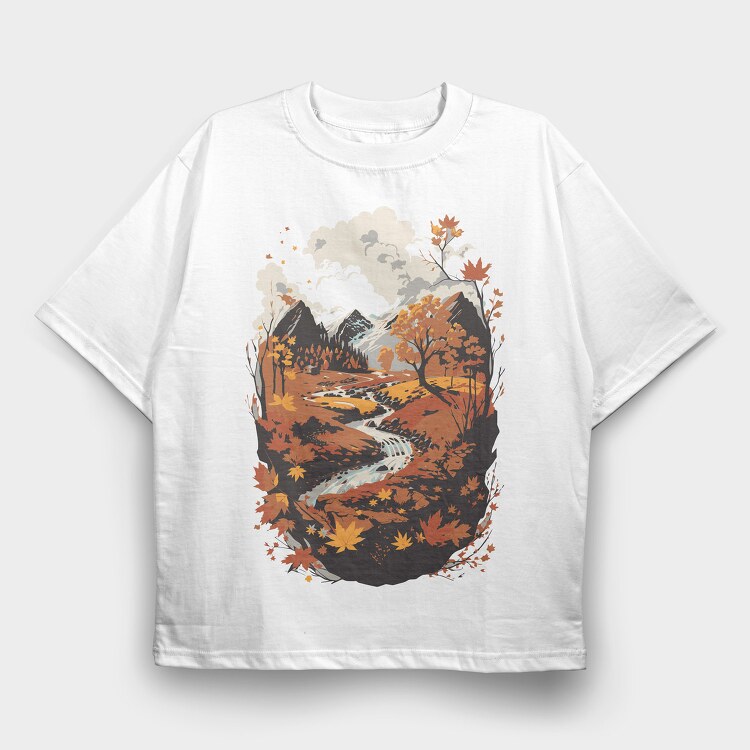 Landscape Autumn, Tricou Oversize Barbati (Unisex)