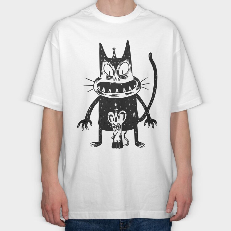 Creepy Cat Mouse, Tricou Oversize Barbati (Unisex)