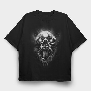 Creepy Skull Light Monochrome, Tricou Oversize Barbati (Unisex)