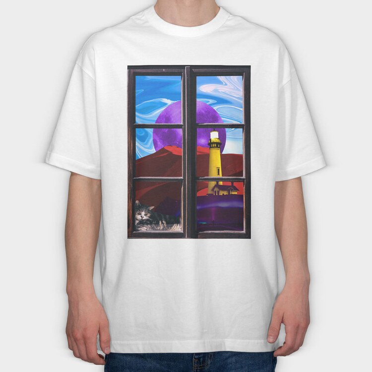 Landscape Window, Tricou Oversize Barbati (Unisex)