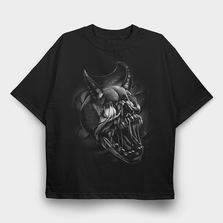 Creepy Skull Monochrome, Tricou Oversize Barbati (Unisex)