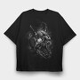 Creepy Skull Monochrome, Tricou Oversize Barbati (Unisex)
