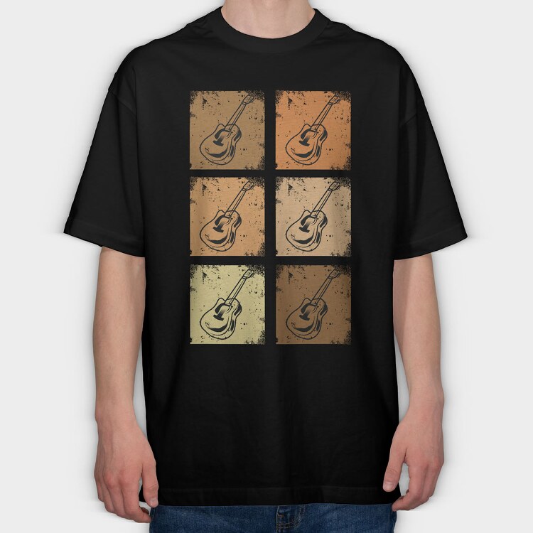 Vintage Guitars Set, Tricou Oversize Barbati (Unisex)
