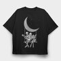 Skeletons Couple Guitar Moon, Tricou Oversize Barbati (Unisex)