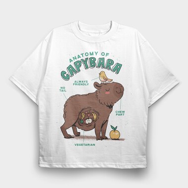 Cute Capybara Anatomy, Tricou Oversize Barbati (Unisex)