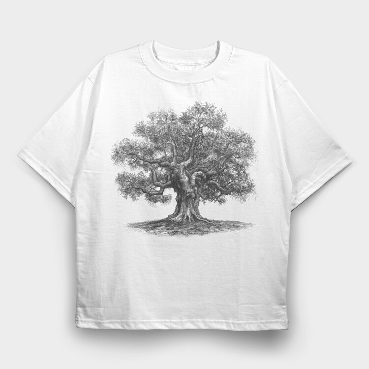 Vintage Oak Tree, Tricou Oversize Barbati (Unisex)