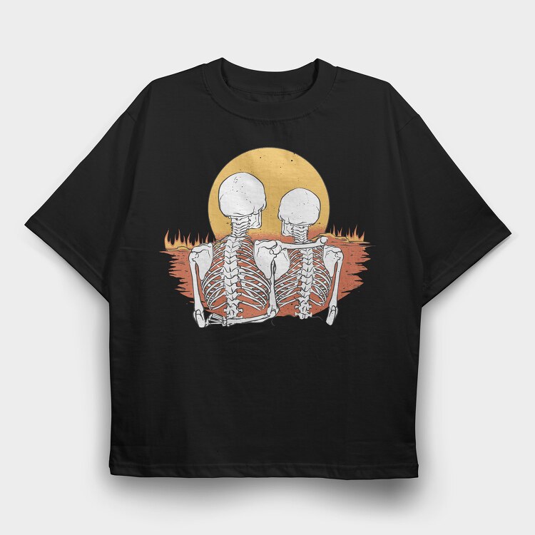Skeletons Love Sunset, Tricou Oversize Barbati (Unisex)