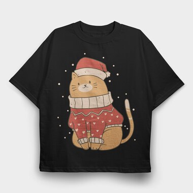 Cute Cat Christmas, Tricou Oversize Barbati (Unisex)