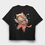 Cute Cat in Space, Tricou Oversize Barbati (Unisex)