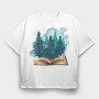 Book Trees Forest, Tricou Oversize Barbati (Unisex)