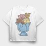 Cute Cats Ice Cream Bowl, Tricou Oversize Barbati (Unisex)