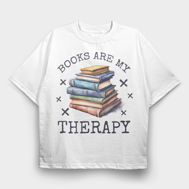 Books Are My Therapy, Tricou Oversize Barbati (Unisex)