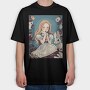 Cute Girl With Rabbit, Tricou Oversize Barbati (Unisex)
