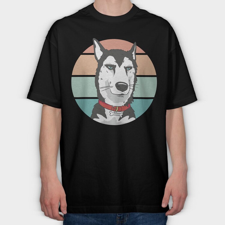 Bored Husky Dog, Tricou Oversize Barbati (Unisex)