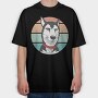 Bored Husky Dog, Tricou Oversize Barbati (Unisex)