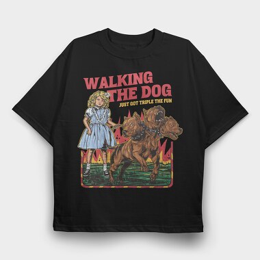 Girl With Three Head Dog, Tricou Oversize Barbati (Unisex)