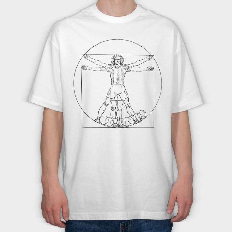 Vitruvian Man Football, Tricou Oversize Barbati (Unisex)